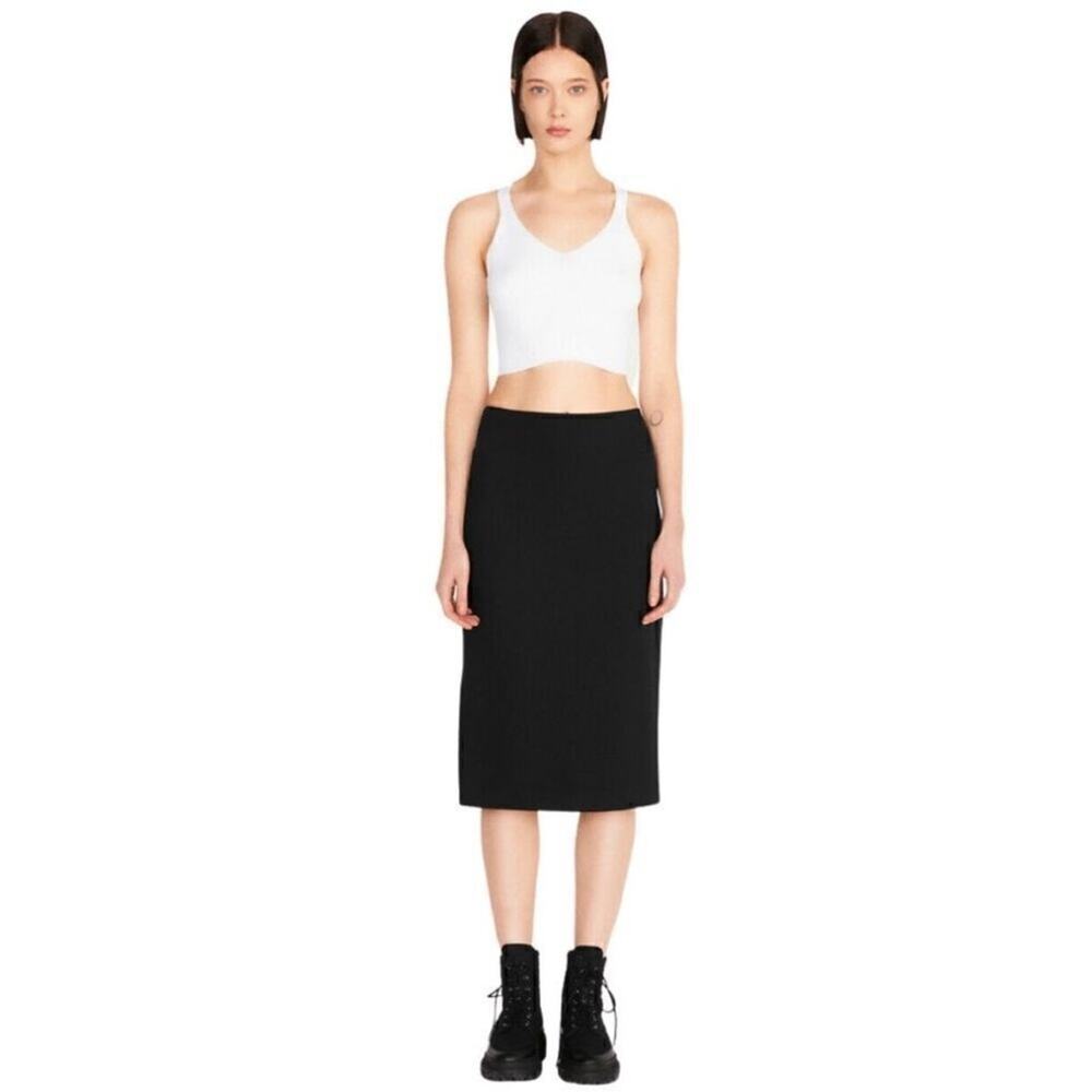 Eileen Fisher Classic Black Knit Midi Skirt Small